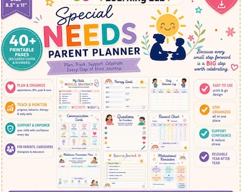 La agenda definitiva para padres de niños con necesidades especiales / Más de 40 páginas imprimibles / Autismo, TDAH, terapia, IEP y organización médica