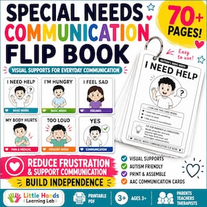 Schede di comunicazione per l'autismo stampabili / Libretto interattivo per bisogni speciali / Supporti visivi CAA / Tabella delle scelte / Prima e poi / Supporto comportamentale