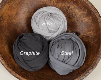 Stretchy Newborn Photography Wrap: Gray Rayon Spandex Prop