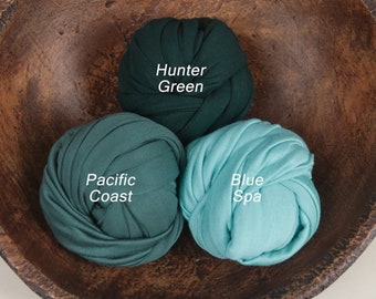 Stretchy Newborn Photography Wraps, Blue-Greens, 16 x 58 plus stretch, Photography Prop