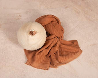 2 Piece Stretchy Wrap & Tie-back headband Set, Cinnamon Color, Newborn Photography Prop