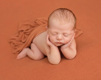 2 Piece Seamless Photography Backdrop and wrap Set, Soft Stretchy Fabric, Fall Orange Color