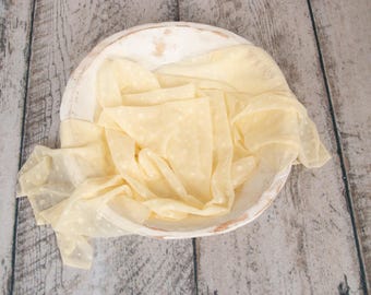 Sheer Mesh Fabric Wrap: Light Yellow, for Newborn Photography
