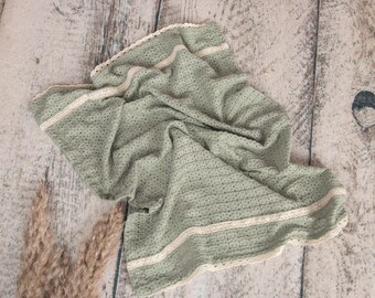 Lace Fabric Blanket: Sage Green color , for newborn photography