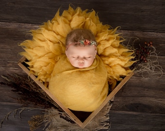 Handmade Merino Wool Layering Piece: Honey Gold Newborn Photo Prop