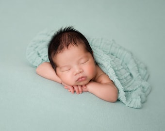 Fabric Blanket: Ruffle, Seafoam color, Blanket Stuffer for newborn photography
