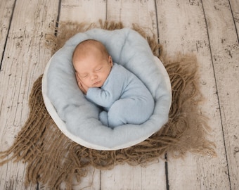 Ice Blue Merino Wool Fluff: Newborn Photography Prop