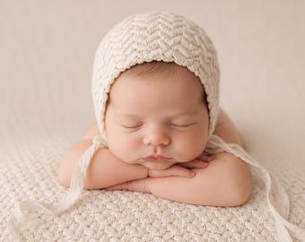 Seamless Backdrop and wrap Set, Bonnet, Ecru color, beanbag setup, Herringbone Texture Fabric