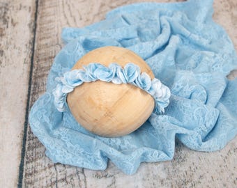 Hydrangea Wreath Headband: Baby blue, Newborn photography prop