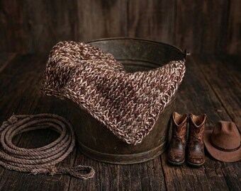 Chunky Knit Net Blanket Layer, Brown Shades, Photography Props