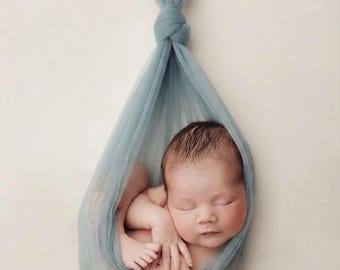 Sheer Mesh Fabric Wrap: Blue Green, for Newborn Photography