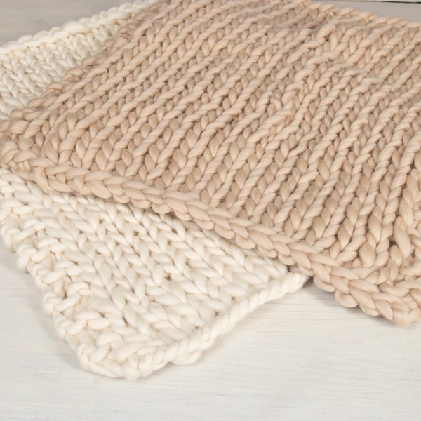 18" Bulky Knit blanket, Bump Blanket, PICK ONE, Neutral colors, Newborn Photography Prop