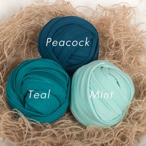 Teal Stretchy Newborn Photography Wrap: Teals (16" x 58")