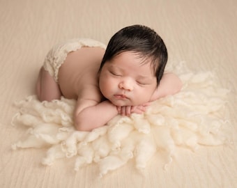 Soft Merino Wool layering Piece, Cream, Photo Prop for newborns and babies