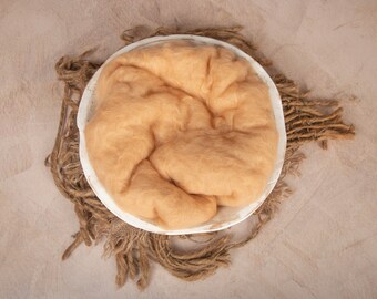 Wool Fluff , Basket Stuffer, Apricot, Photo Prop for newborns