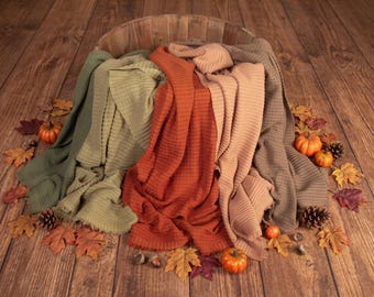 Brushed Waffle Texture Newborn Prop Wrap, Fall Colors, Pick one,  for Newborn Photography