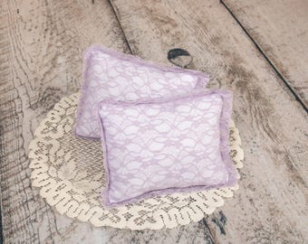 Small Newborn Posing Pillow : Floral Lace Pattern, Light Lavender color, Newborn Photography Support Prop