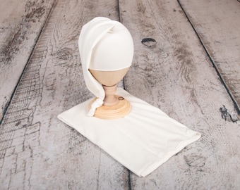 Sleepy Cap, Newborn, Hat and matching wraps, Pick color, Photography props