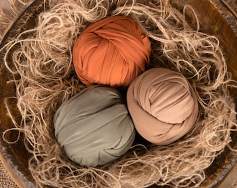 Stretchy Wraps , Newborn Photography Prop, Brushed Texture,  Autumn Colors, 16 x 58 plus stretch