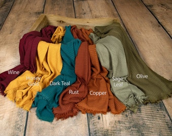 Waffle Texture Newborn Wrap Swaddle, Autumn Colors, Pick one,  for Newborn Photography
