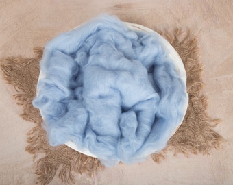 Wool Fluff , Baby Blue, Basket Stuffer, Photo Prop newborns