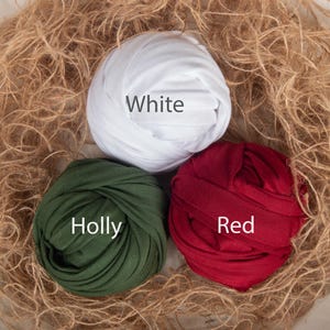 Stretchy Newborn Photography Wraps, Holiday, Red, Green, White, 16 x 58 plus stretch, Newborn Prop