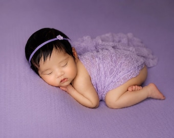 Fabric Blanket: Floral Lace, Light Lavender, for newborn photography