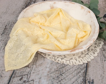 Fabric Blanket: Floral Lace, Light Yellow, for newborn photography