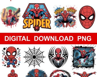 Spiderman PNG Clipart Bundle, Transparent Background (Instant Download)