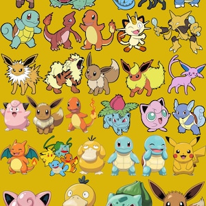 Pokemon Clipart PNG Bundle, Pikachu Character Images, Cartoon PNG Files, Transparent Background, Digital Download, Instant Download