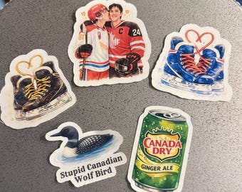 Heated Rivalry Hockey Sticker Collection | Funny Hockey Stickers | Waterproof Vinyl Decals | Hockey Fan Gift | Cute Watercolor Sticker