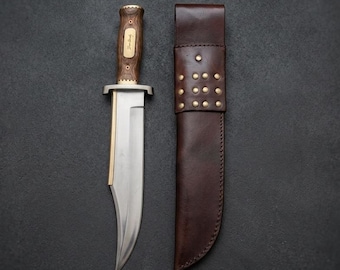 Handmade Bowie Knife | Stainless Steel Blade | Rosewood Handle | Leather Sheath