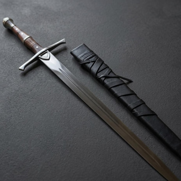Épée longue médiévale forgée à la main en acier au carbone 5160 36" | ShadowEdgeDamascus