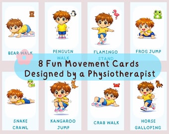 Animal Movement Flash Cards for Kids Exercise | Gross Motor Skills (Digital Download)