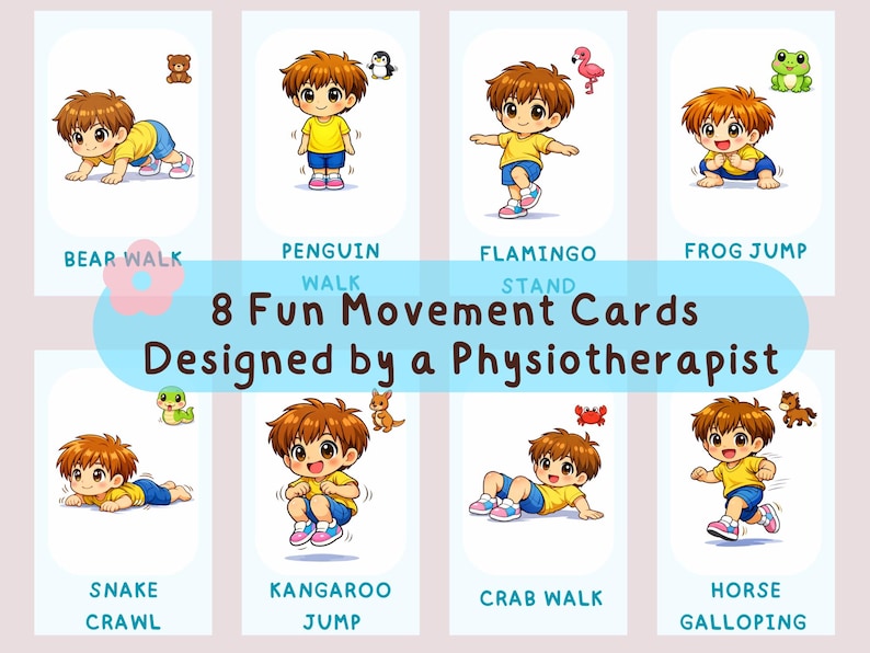 Animal Movement Flash Cards for Kids Exercise | Gross Motor Skills (Digital Download) image 1