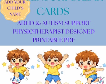 Custom Sensory Break Cards with Child’s Name | Personalised Movement Cards | Printable Autism ADHD Tools | Physiotherapist Designed