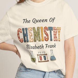 T-shirt personnalisé pour professeur de chimie, motif patchwork effet confort, cadeau de remerciement pour les enseignants, t-shirt de rentrée scolaire
