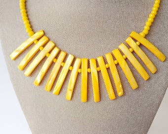 Beaded Necklace-Shell Necklace-Mother of pearl Necklace-Yellow Necklace-Seashell Necklace-Handmade Necklace-Summer Necklace-Crystal Necklace