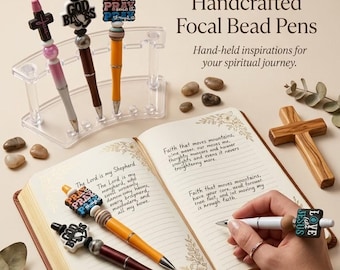 Handcrafted Christian Focal Bead Pen, Religious Journaling, Bible Study Accessory