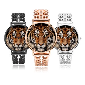 Tiger Zifferblatt Uhr Big Cat Quarz Armbanduhr Wildtiere Liebhaber Geschenk Hohl Zifferblatt Lederband Uhr Tiger Enthusiast Zubehör Bild 2