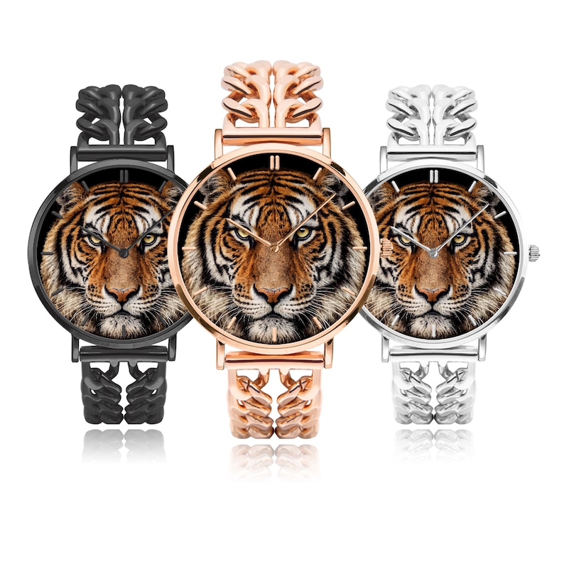 Tiger Zifferblatt Uhr Big Cat Quarz Armbanduhr Wildtiere Liebhaber Geschenk Hohl Zifferblatt Lederband Uhr Tiger Enthusiast Zubehör Bild 2