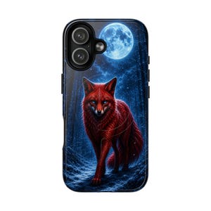 Mystic Crimson Fox iPhone Case Fantasy Red Fox Phone Case Enchanted Forest Art Woodland Animal Phone Cover