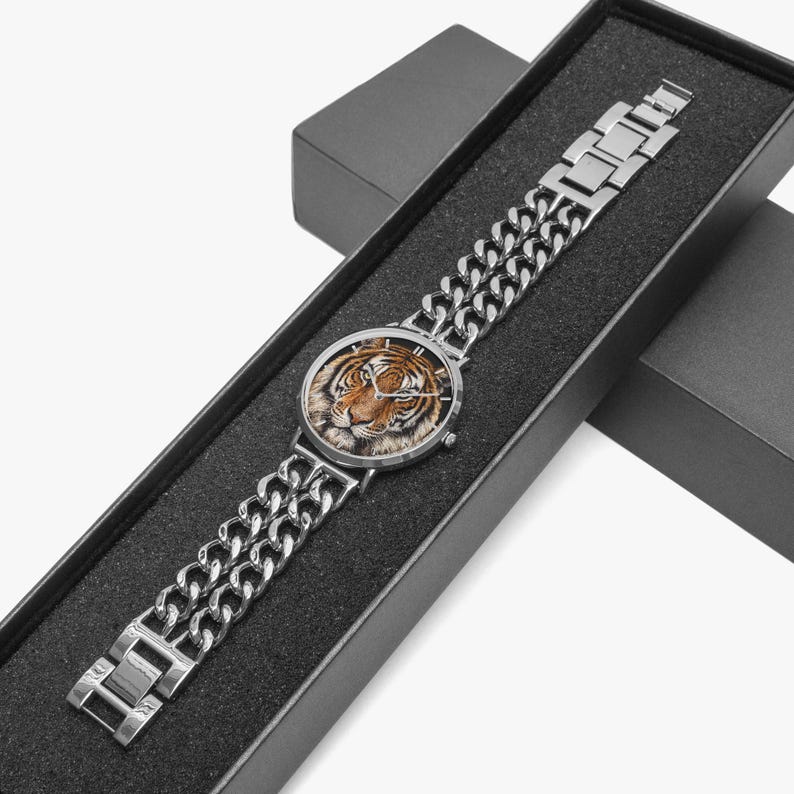 Tiger Zifferblatt Uhr Big Cat Quarz Armbanduhr Wildtiere Liebhaber Geschenk Hohl Zifferblatt Lederband Uhr Tiger Enthusiast Zubehör Bild 3