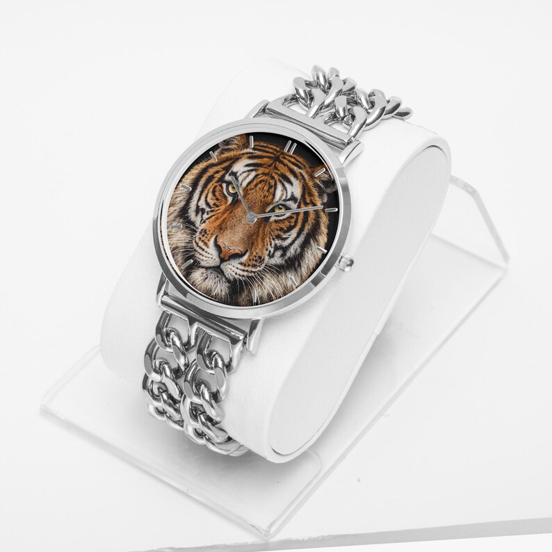 Tiger Zifferblatt Uhr Big Cat Quarz Armbanduhr Wildtiere Liebhaber Geschenk Hohl Zifferblatt Lederband Uhr Tiger Enthusiast Zubehör Bild 10