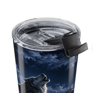 Frozen Wolf Full Moon Tumbler Winter Wolf Travel Mug Moonlit Wilderness Drinkware Arctic Wolf Insulated Tumbler image 6