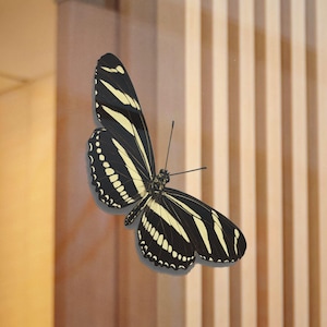 Zebra Longwing Butterfly Sticker Heliconius charithonia Decal Realistic Black and Yellow Butterfly Sticker Nature Inspired Wildlife Art