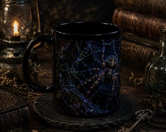 Midnight Webs Mug Mug | Black Ceramic Coffee Cup