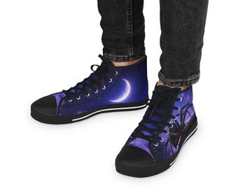 Black Widow Spinne Herren High Top Schuhe | Realistische Wildleder Sneakers | Gothic Natur Schuhe | Druck All Over Canvas Schuhe