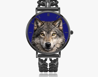 Montre mécanique Wolf Face | Montre-bracelet inspirée de la faune | Cadeau pour amoureux de la nature | Montre pour amoureux des loups | Montre automatique unisexe