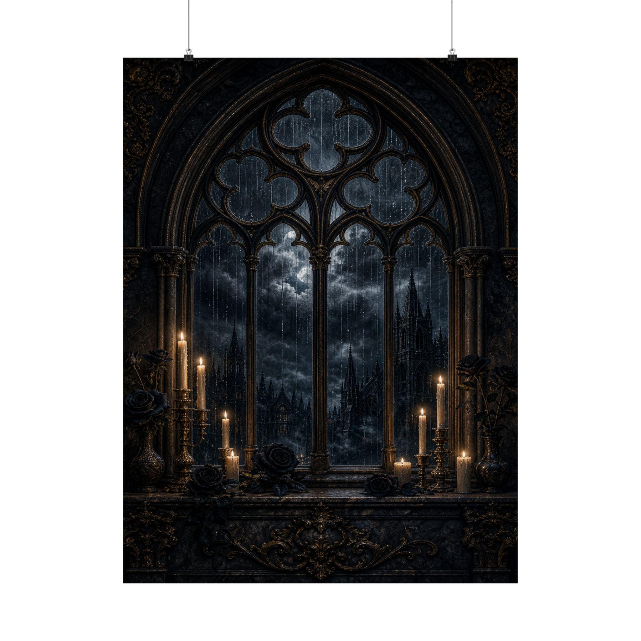 Haunted Cathedral Poster Gothic Window Wall Art Dark Academia Decor ...